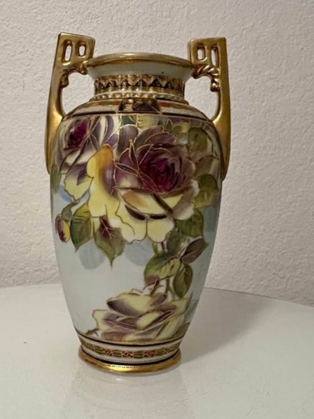 Vintage Nippon Floral Porcelain Vase Hand-Painted